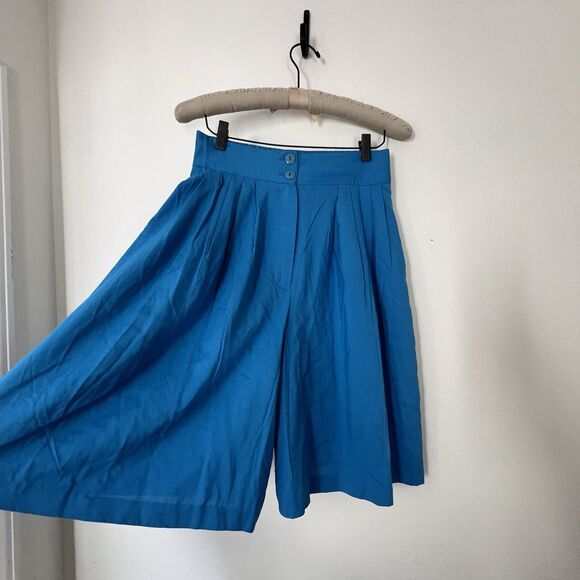 Vintage 90s Bobbie Brown High Waist Palazzo Shorts Culottes Blue Women’s M - Picture 5 of 16